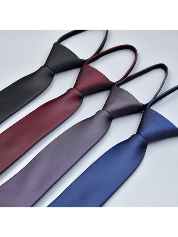 Dark Grey Zipper Necktie, Pre-Tied Adjustable Formal Business Tie for Men, Office, Wedding, Party, Celebration Event