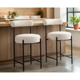 thumbnail image 1 of CIMOTA Cream Counter Height Bar Stools Set of 2, 26 Inch Modern Bar Chairs with Open Backs Kitchen Island Barstools with Black Metal Legs, 26 Inch/Linen Beige, 1 of 7