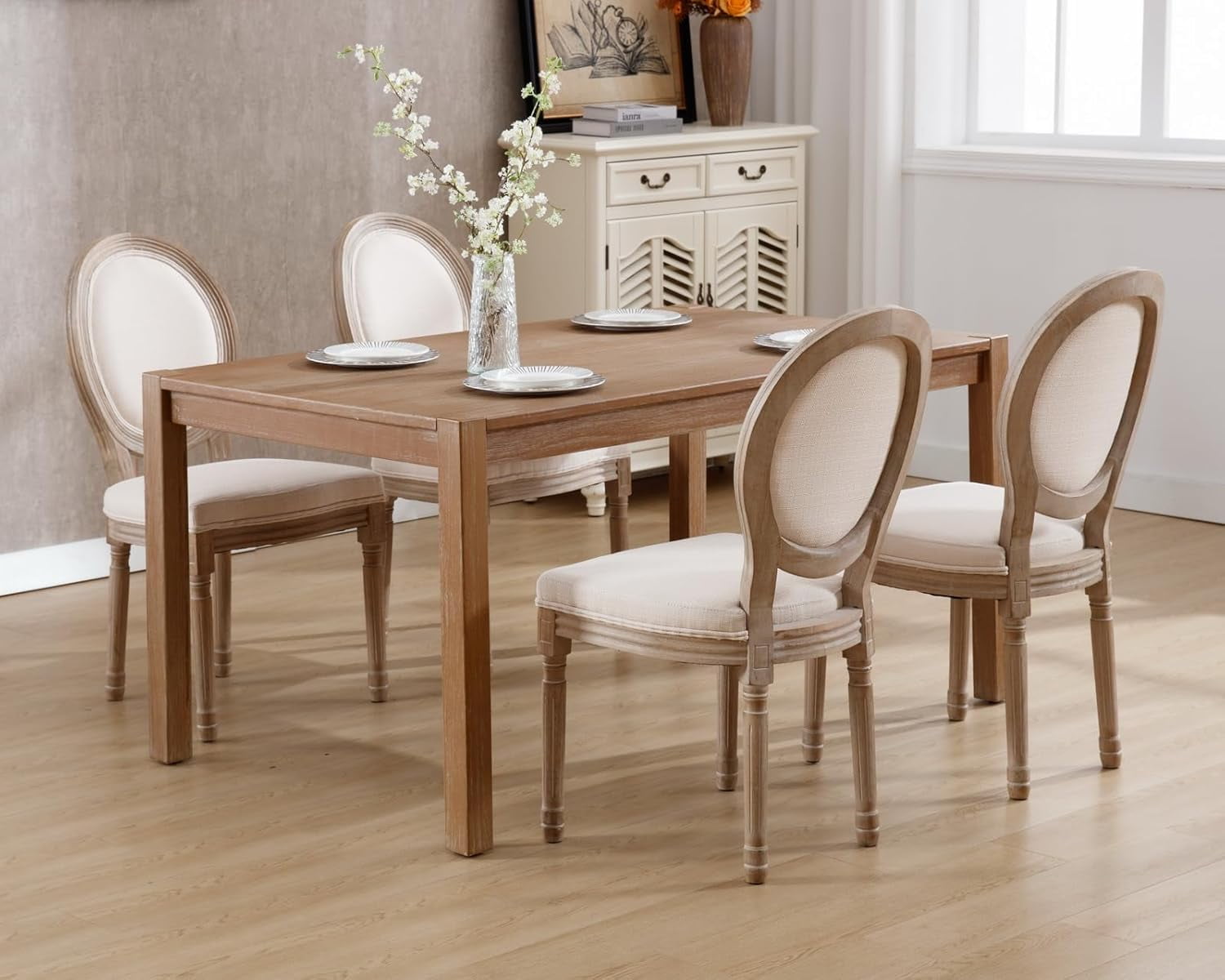 CIMOTA Farmhouse Dining Chairs Set of 2, French Rattan Dining Room