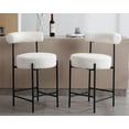 thumbnail image 1 of CIMOTA Modern Boucle Bar Stools Set of 2, Upholstered Counter Height Bar Stools with Open Back Boucle Kitchen Island Chairs Comfortable Fabric Barstools with Black Metal Legs, 26 Inch/Sherpa White, 1 of 14