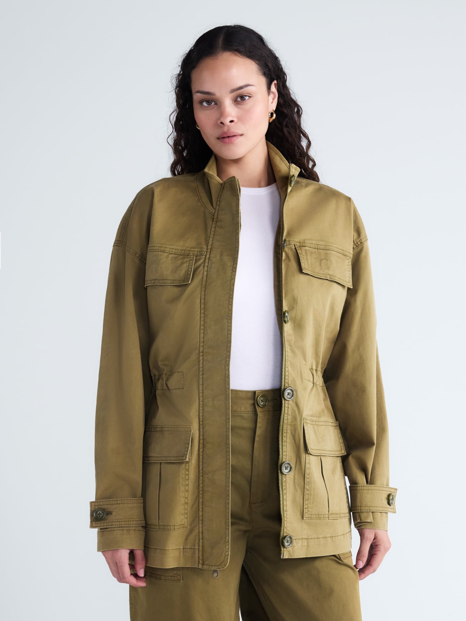 Scoop Women's and Women's Plus Cinched Waist Barn Jacket, Sizes XS-4X