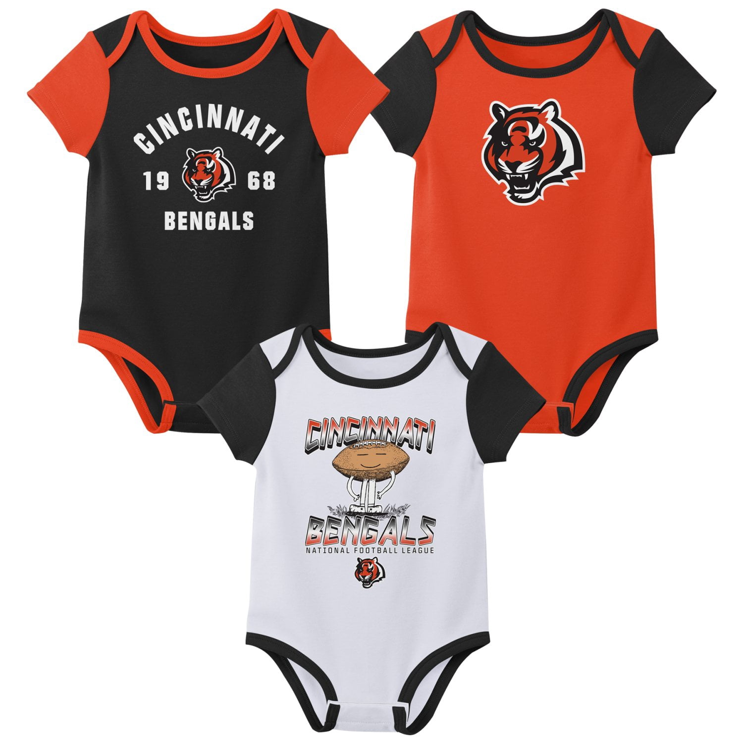 CINCINNATI BENGALS NFL Infant Boys 3 Pack Onesie Game Day Fan Apparel