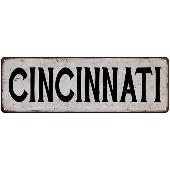 CINCINNATI Vintage Look Rustic Metal 8x24 Sign City State 108240041278