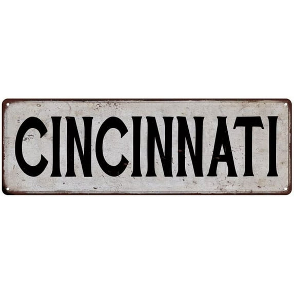 CINCINNATI Vintage Look Rustic Metal City State Sign 6 x 18 Matte Finish Metal 106180041278