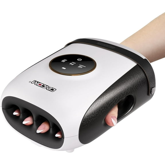 CINCOM Cordless Hand Massager with Heat and Compression, Arthritis Relief, White and Black – Gift for Women, FSA/HSA Eligible