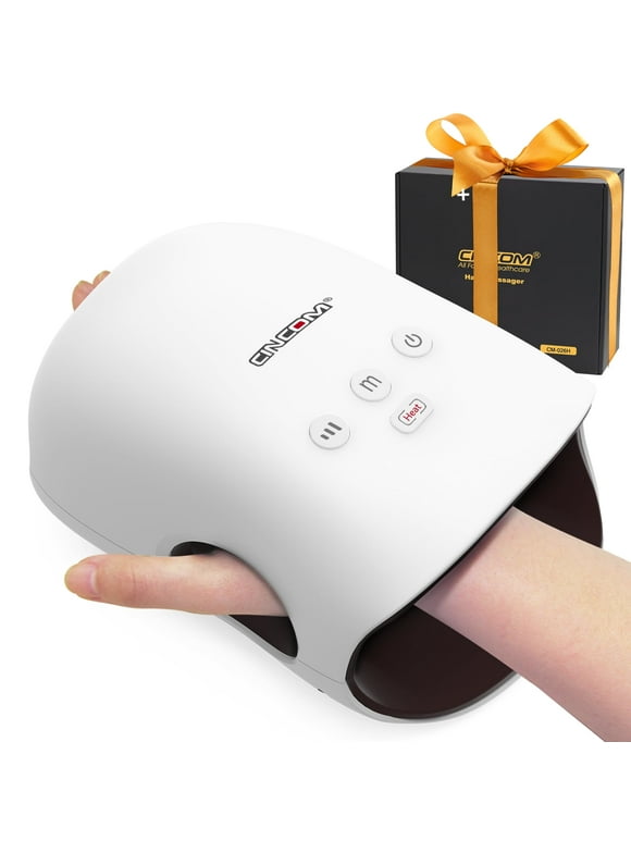 CINCOM Cordless Hand Massager with Heat and Compression for Arthritis and Carpal Tunnel, White
