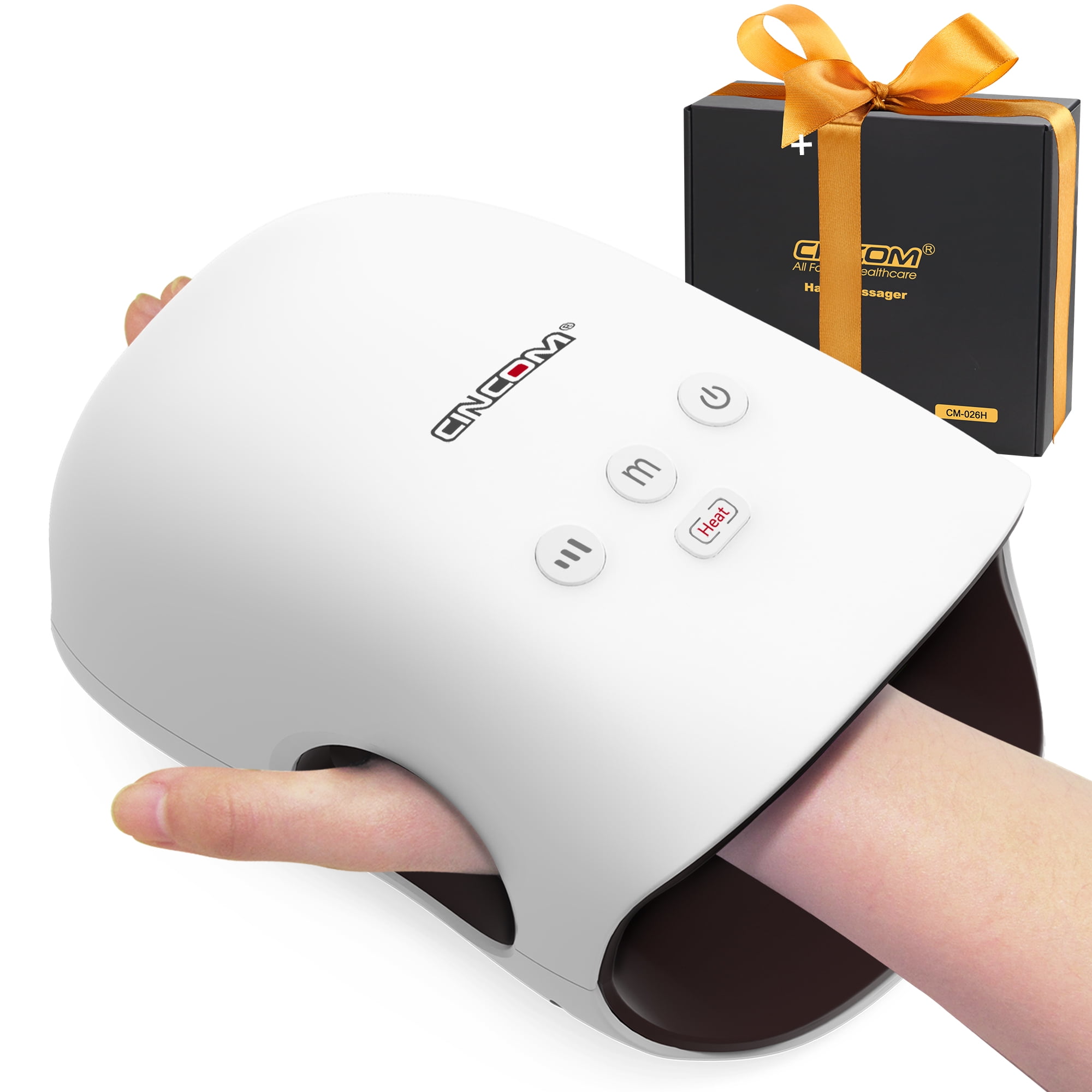 CINCOM Cordless Hand Massager with Heat and Compression for Arthritis and  Carpal Tunnel,Gifts for Women FSA/HSA Eligible (White) 