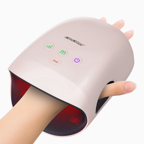 CINCOM Cordless Hand Massager with Heat and Compression for Arthritis and Carpal Tunnel, Pink