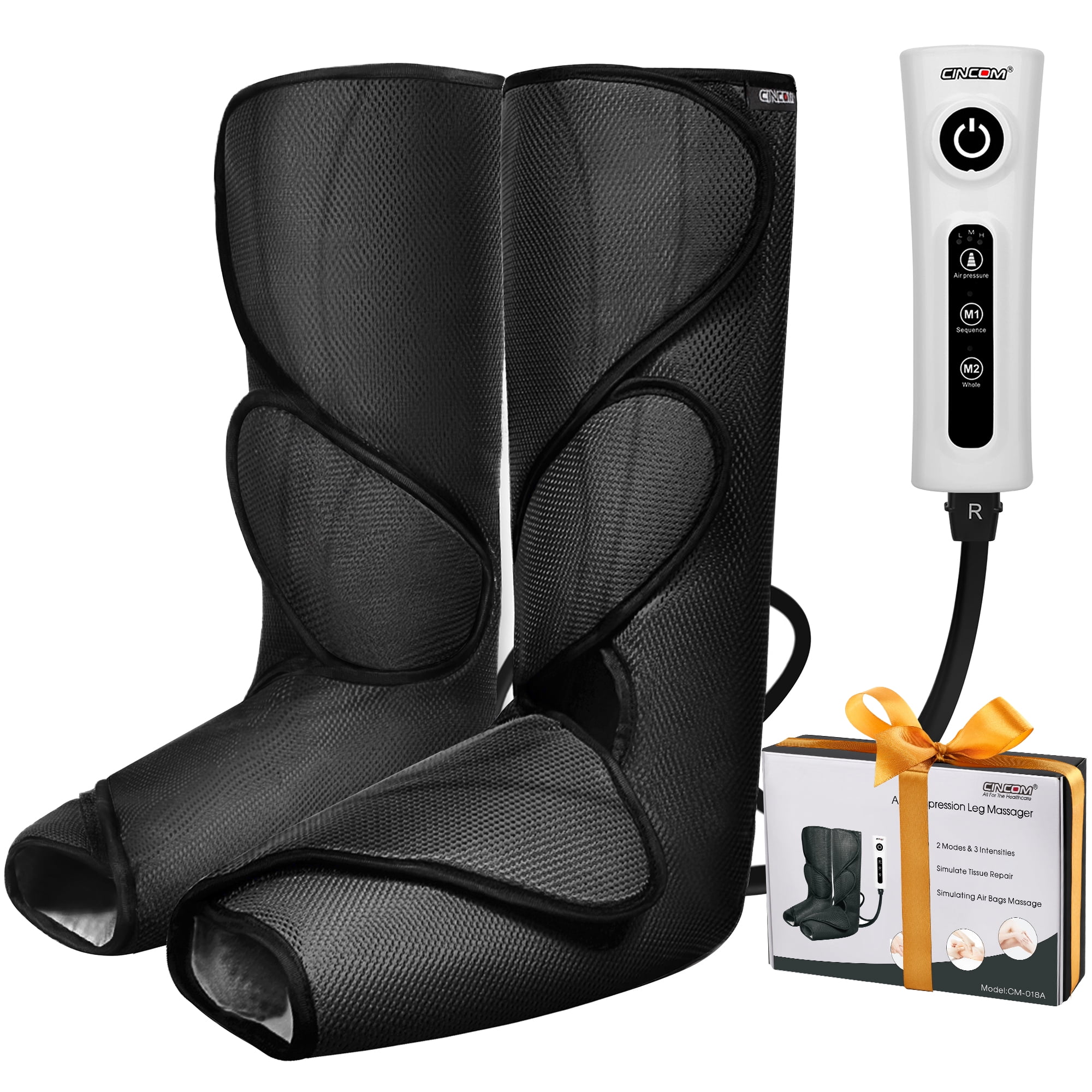 CINCOM Leg Compression Massager for Circulation and Pain Relief Air  Compression, Foot and Calf Massager with Handheld Controller FSA/HSA  Eligible 