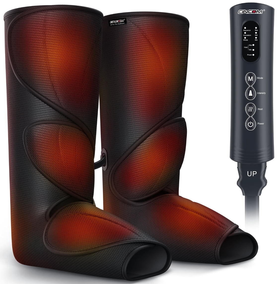 CINCOM Leg Massager with Heat for Circulation, Foot and Calf Massager Heated Compression FSA/HSA Eligible