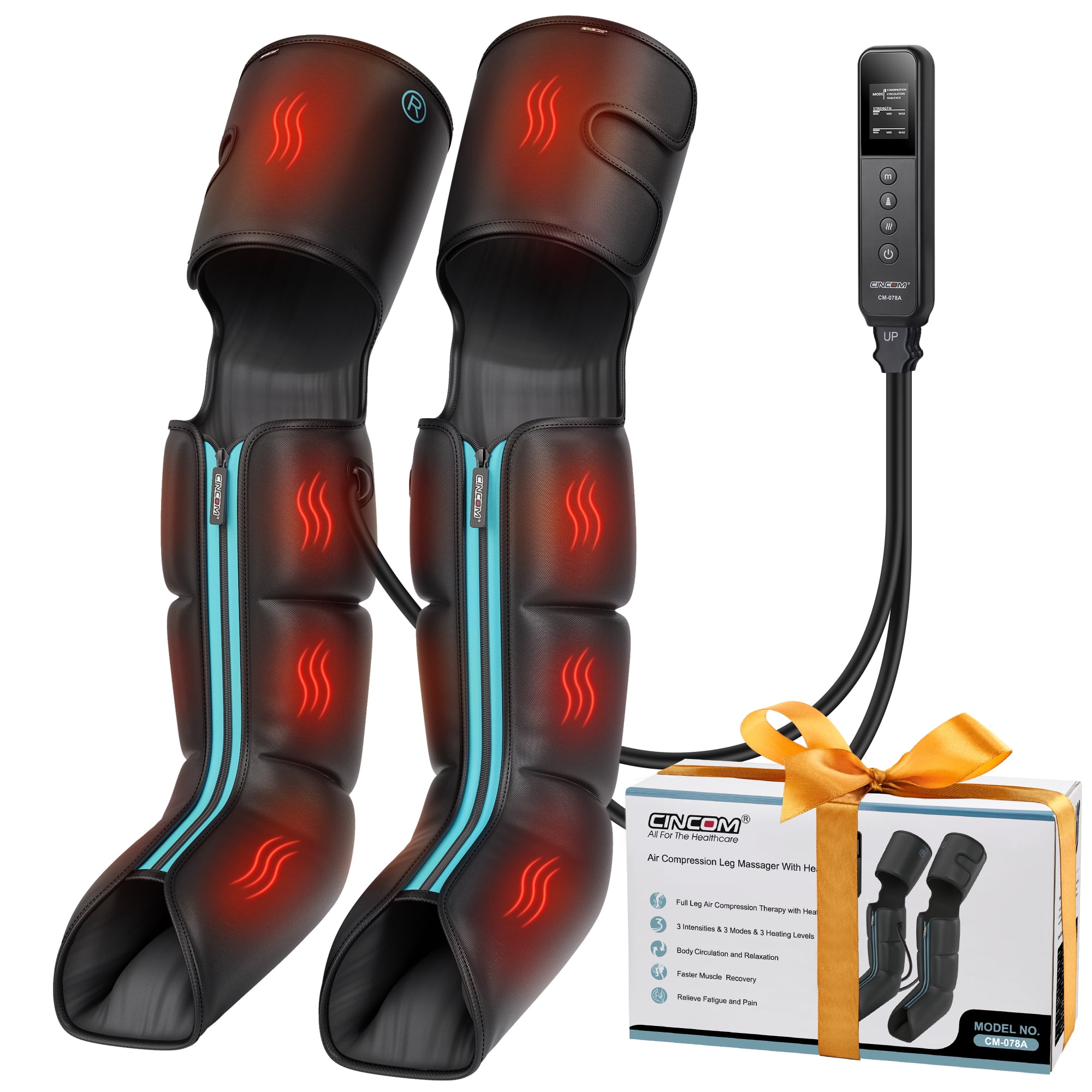 CINCOM Upgraded Foot Calf Thigh Massager-Leg Massager with Heat and  Compression for Circulation and Pain Relief FSA/HSA Eligible 