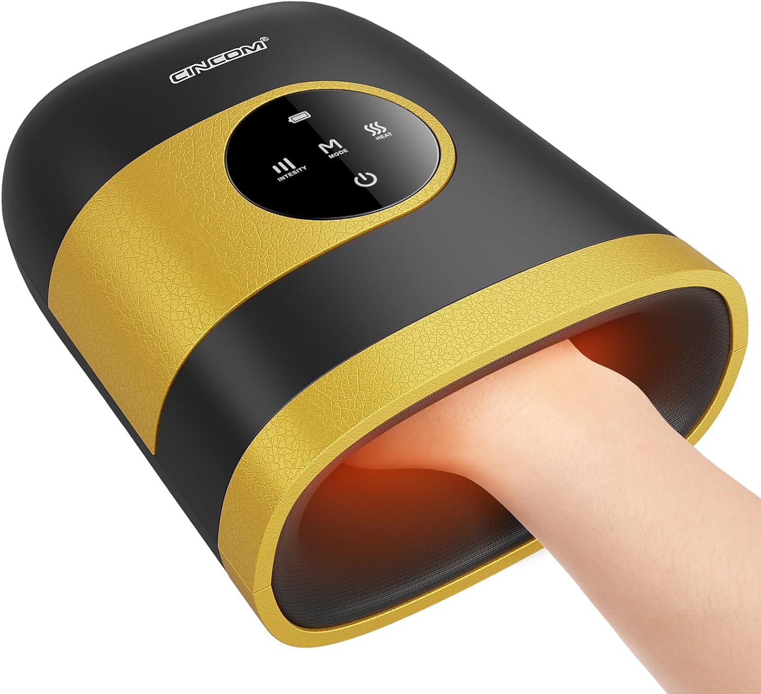 CINCOM Upgraded Hand Massager, Cordless Hand Massager with Heat and Compression for Arthritis, Carpal Tunnel and Stiff Joints, Fathers Mothers Day Gifts - FSA HSA Eligible (Black, Golden)