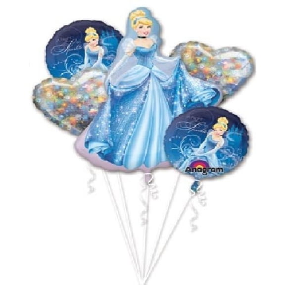 CINDERELLA Blue Dress Disney PRINCESS (5) Birthday Party Balloons Bouquet Set