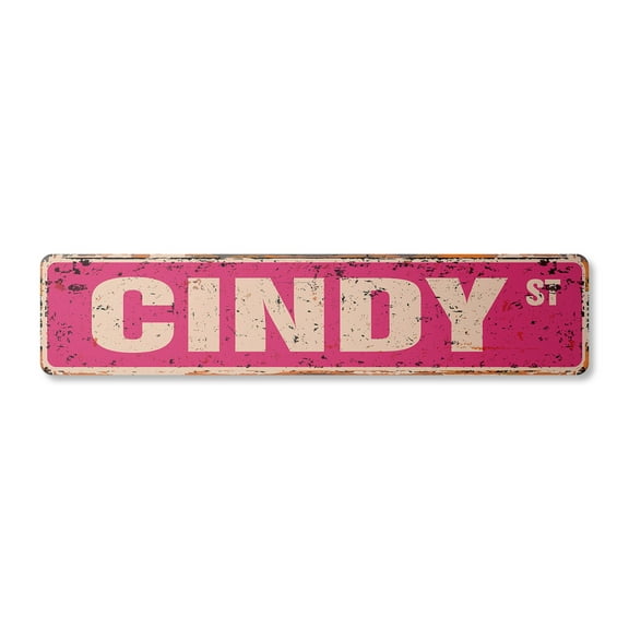 CINDY Vintage Plastic Street Sign Childrens Name Room Sign | Indoor/Outdoor |  24" Wide