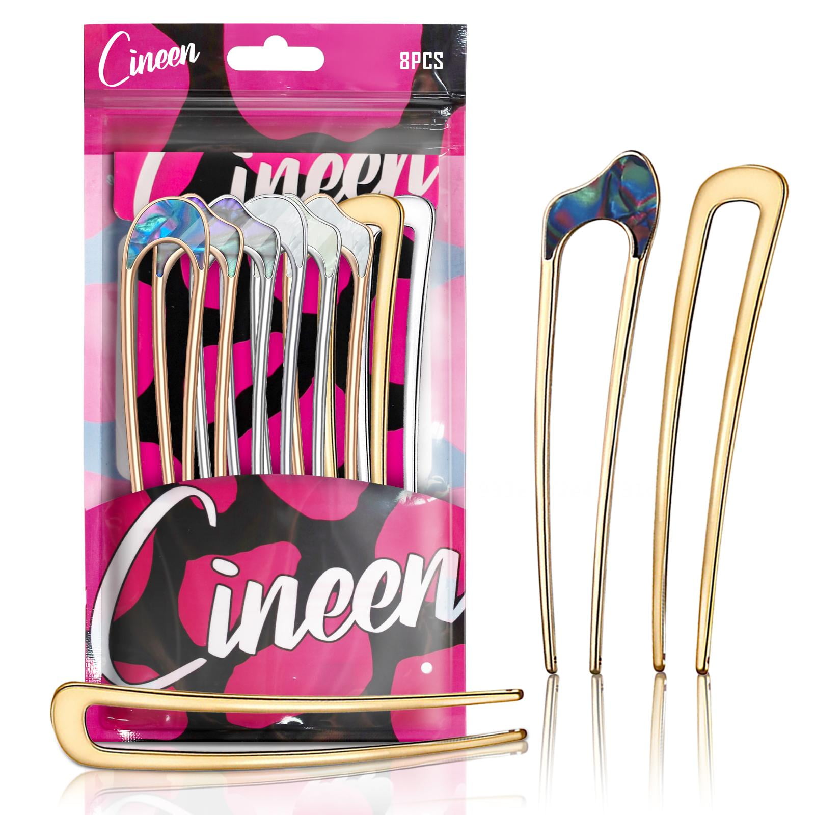 CINEEN 8 Pcs U Shaped Hair Pins French Hair Pins for Buns Women Girls