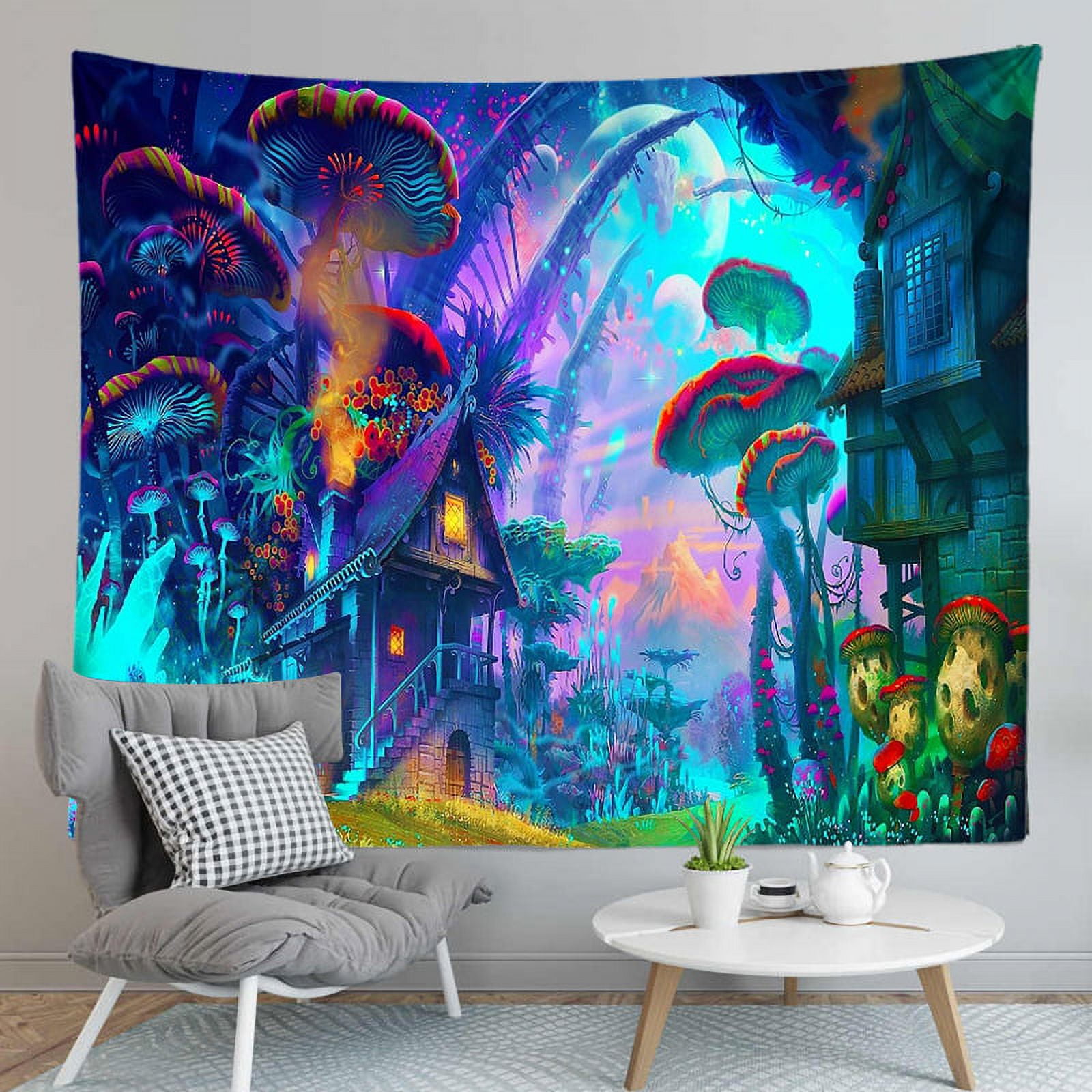  Shrahala Night Tapestry, Las Vegas Nevada Skyline Wall Hanging  Large Tapestry Psychedelic Tapestry Decorations Bedroom Living Room  Dorm(51.2 x 59.1 Inches, Grey) : Home & Kitchen