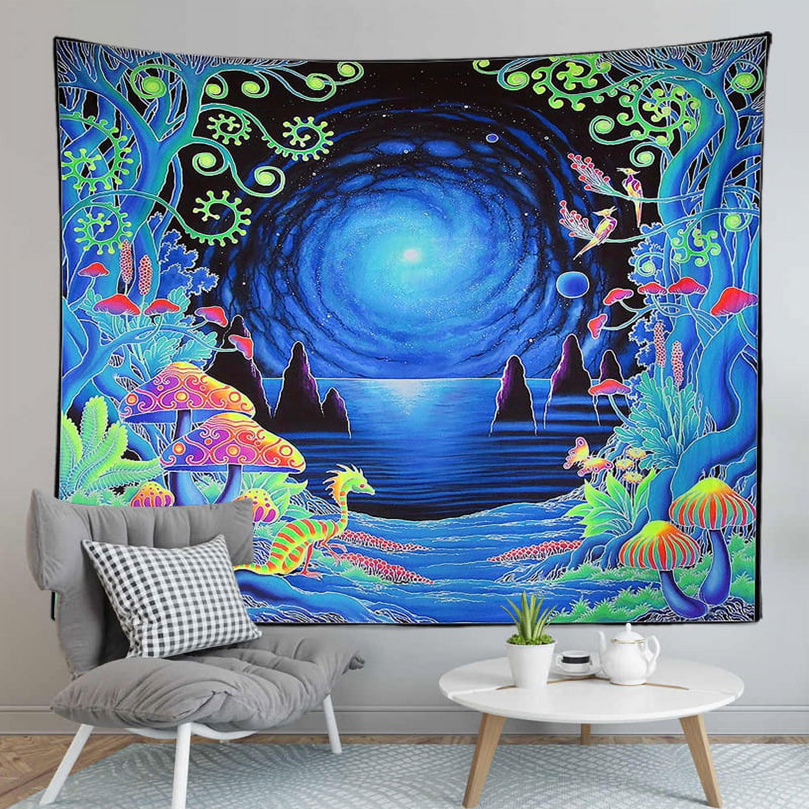  Shrahala Night Tapestry, Las Vegas Nevada Skyline Wall Hanging  Large Tapestry Psychedelic Tapestry Decorations Bedroom Living Room  Dorm(51.2 x 59.1 Inches, Grey) : Home & Kitchen