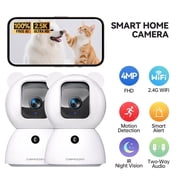 CINMOORE 2.5K Pet/Dog/Cat Camera w/ Phone App, No-Subscription Local Person/Pet/Cry Detection, 4MP Security Camera Indoor, PTZ WiFi Cameras for Home Security, C