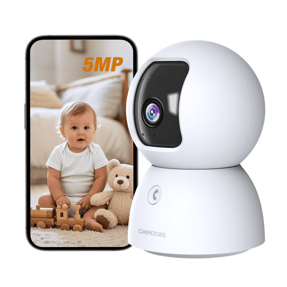 CINMOORE 3K Indoor Home Camera w/ No Monthly Fees AI Tracking&Face ID, Pet/Dog Camera Indoor w/ Phone App, 2.4/5GHz WiFi Camera for Home Security Baby Monitor, Pan/Tilt, Full Duplex 2-Way Audio