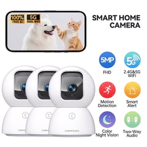 CINMOORE 3K Indoor Home Camera w/ No Monthly Fees AI Tracking&Face ID, Pet/Dog Camera Indoor w/Phone App, 2.4/5GHz WiFi Camera for Home Security Baby Monitor, Pan/Tilt, Full Duplex 2-Way Audio, 3Pack