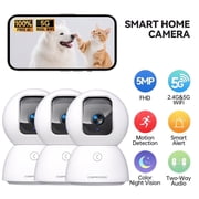 CINMOORE 3K Indoor Home Camera w/ No Monthly Fees AI Tracking&Face ID, Pet/Dog Camera Indoor w/Phone App, 2.4/5GHz WiFi Camera for Home Security Baby Monitor, Pan/Tilt, Full Duplex 2-Way Audio, 3Pack