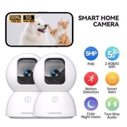 CINMOORE 3K Indoor Home Camera w/ No Monthly Fees AI Tracking&Face ID, Pet/Dog Camera Indoor w/Phone App, 2.4/5GHz WiFi Camera for Home Security Baby Monitor, P