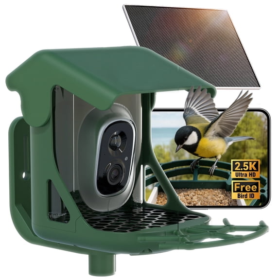 CINMOORE No-Monthly-Fees Solar Bird Feeder w/ 4MP Camera, Free AI Birds Species Identification, 2.5K Smart Bird House with Camera, Live View & Playback, Instant Arrival Alerts, Ideal for Birdlovers