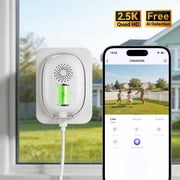 CINMOORE 2.5K Window Security Camera   No Drill Anti-Glare, Free AI Human/Vehicle/Pet Detection, 5000mAh Battery & Wired, Indoor to Outdoor, Face Recognition, 24/7 Recording