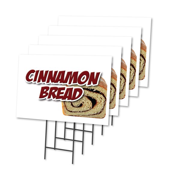 CINNAMON BREAD 5 Pack Of 18" x 24" Yard Sign & Stake | Advertise Your Business | Stake Included Image On Front Only | Made in The USA