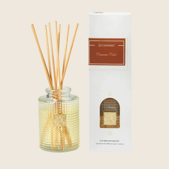 Aromatique Cinnamon Cider Reed Diffuser Gift Set - Aromatherapy, Scented Air Freshener Deodorizer Oil for Home, Kitchen, Living Room Home Decor