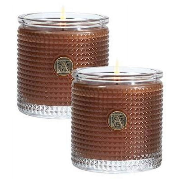 CINNAMON CIDER SET of 2 Aromatique Textured Glass Scented Jar Candle