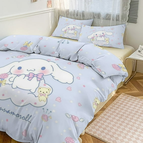 CINNAMOROLL Bedding Set Anime Three-piece for Boys Girls Teens Queen
