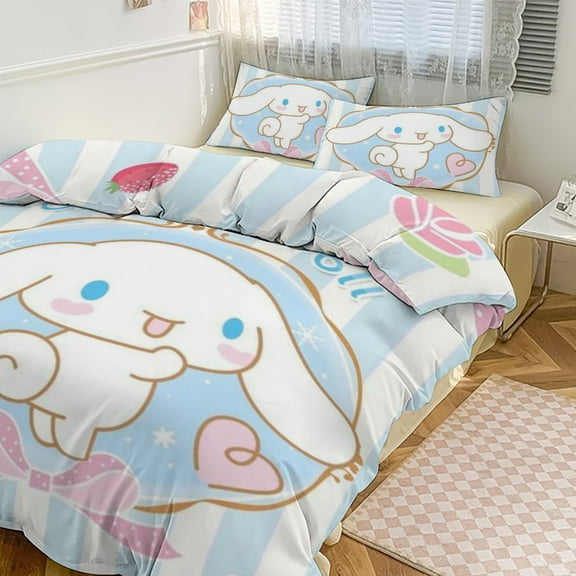 CINNAMOROLL Bedding Set Anime Three-piece for Boys Girls Teens Twin