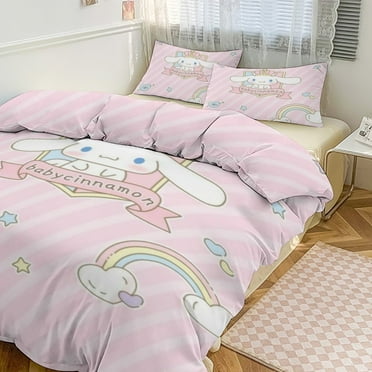 CINNAMOROLL Kids Bedding Set 3 Piece Set Cartoon Double-sided Printing Twin(without pillow core and comforters)