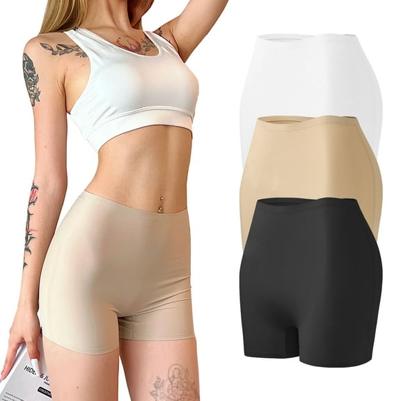 CINOON Seamless Underwear for Women, Ladies High Waisted Briefs, Boyshort Panties Long Leg Boxer Full Coverage, 3 Pack, S-XXL.