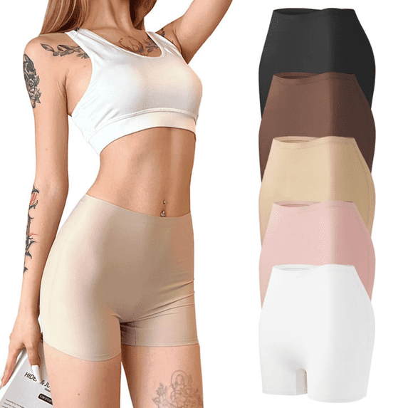 CINOON Seamless Underwear for Women, Ladies High Waisted Briefs, Boyshort Panties Long Leg Boxer Full Coverage, 5 Pack, S-XXL.