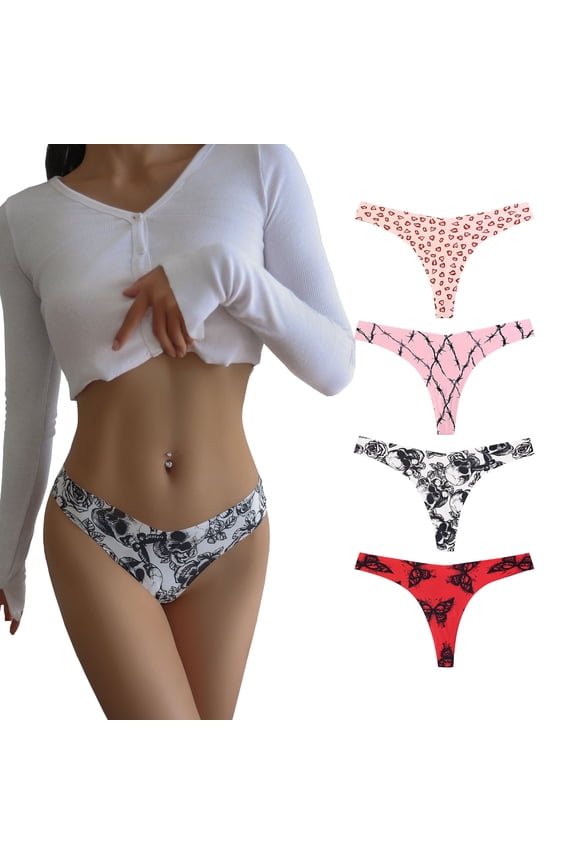 V-Waist Thong Seamless Women's Panties Women's panties, 4-pack, S-XL