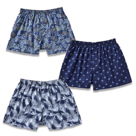 CINVIK Boxers for Men Cotton Loose Fit Boxer Shorts Short Inseam Pajamas 3 Pack XL