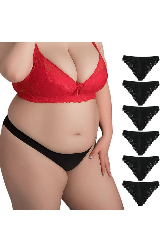 Womens Sexy Lace Underwear No Show Cheeky Bikini, Silky High Cut Seamless Comfy Panties, Size 3XL