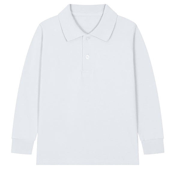 CINVREST Boys Girls School Uniform Polo-Collar Long Sleeve Button Tees Back To School Comfy Soft Casual Polos Shirt 2-15Y (3T, Beige)