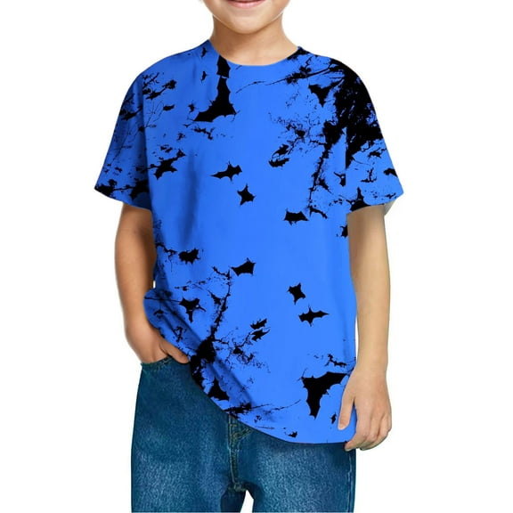 CINVREST Cotton Tshirts for Boys and Girls 3-10 Years Casual Summer Tie Dye Short Sleeve Tee Shirt Loose Tops (4-5 Years, Blue)