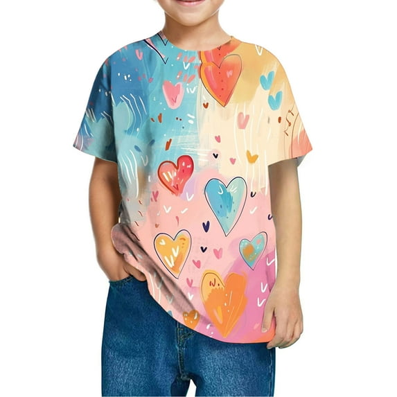 CINVREST Cotton Tshirts for Boys and Girls 3-10 Years Casual Summer Tie Dye Short Sleeve Tee Shirt Loose Tops (4-5 Years, Multicolor)