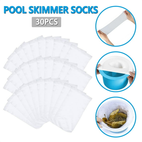 CINYOYO 30 Pack Pool Skimmer Socks Perfect Savers for Filters, Baskets and Skimmers, Fine Mesh Socks Cleans Debris and Leaves for Inground or Above Ground Pools Skimmer Basket