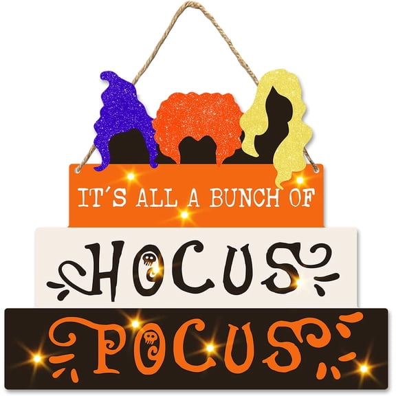 CIOEY Halloween Door Hanging Sign Spooky Hocus Pocus Wall Sign Plaque for Indoor Outdoor Decor Home School Office Haunted House Yard Decorative Signs Halloween Party Decoration