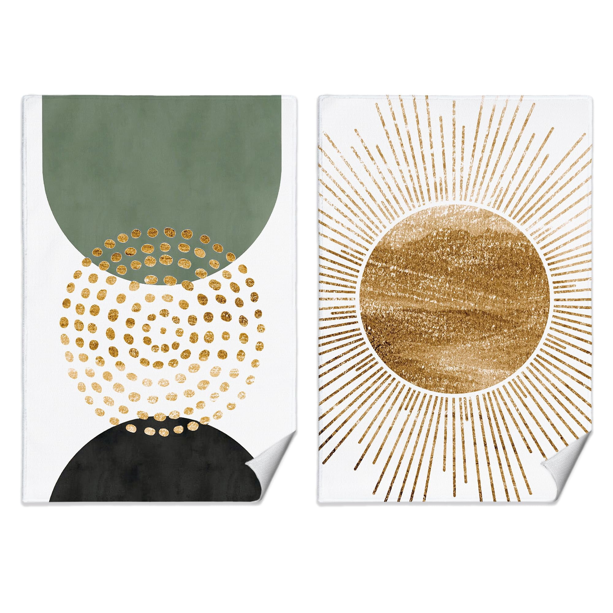CIOJUNE Green and Gold Kitchen Towels Set of 2, Green and Gold ...