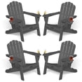 thumbnail image 1 of Folding Adirondack Chair set of 4, HDPE Patio Adirondack Chair with 2 Cup Holders, All-Weather Outdoor Chairs, Fire Pit Chairs for Patio, Garden, Poolside, Gray, 1 of 10