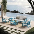 thumbnail image 1 of CIOKEA HDPS 7-piece Outdoor Sectional Sofa Set, Patio Furniture Set , All Weather Outdoor Conversation Set for Deck, Lawn, Blue Frame with 4.5IN Beige Cushion, 1 of 9