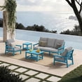 thumbnail image 1 of CIOKEA HDPS 7-piece Outdoor Sectional Sofa Set, Patio Furniture Set , All Weather Outdoor Conversation Set for Deck, Lawn, Blue Frame with 4.5IN Gray Cushion, 1 of 9