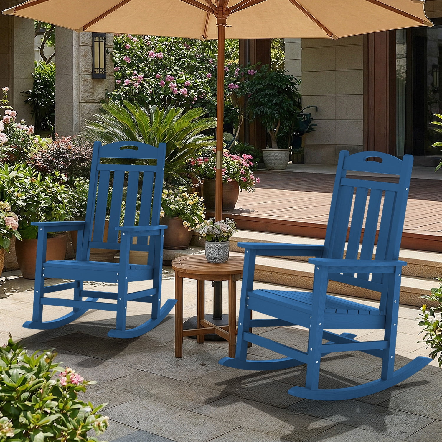 SUUNYN Outdoor Oversized Rocking Chairs Set of 2, All Weather HDPE ...