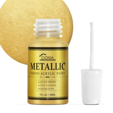 CIONIA Metallic Acrylic Paint, Gold Leaf Paint for Arts and Crafts, Home Decor, Wall Decor - Water-Based, Non-Toxic & Odorless, Non-Fading Formula for Lasting Brilliance(1 Fl Oz,Antique Gold)